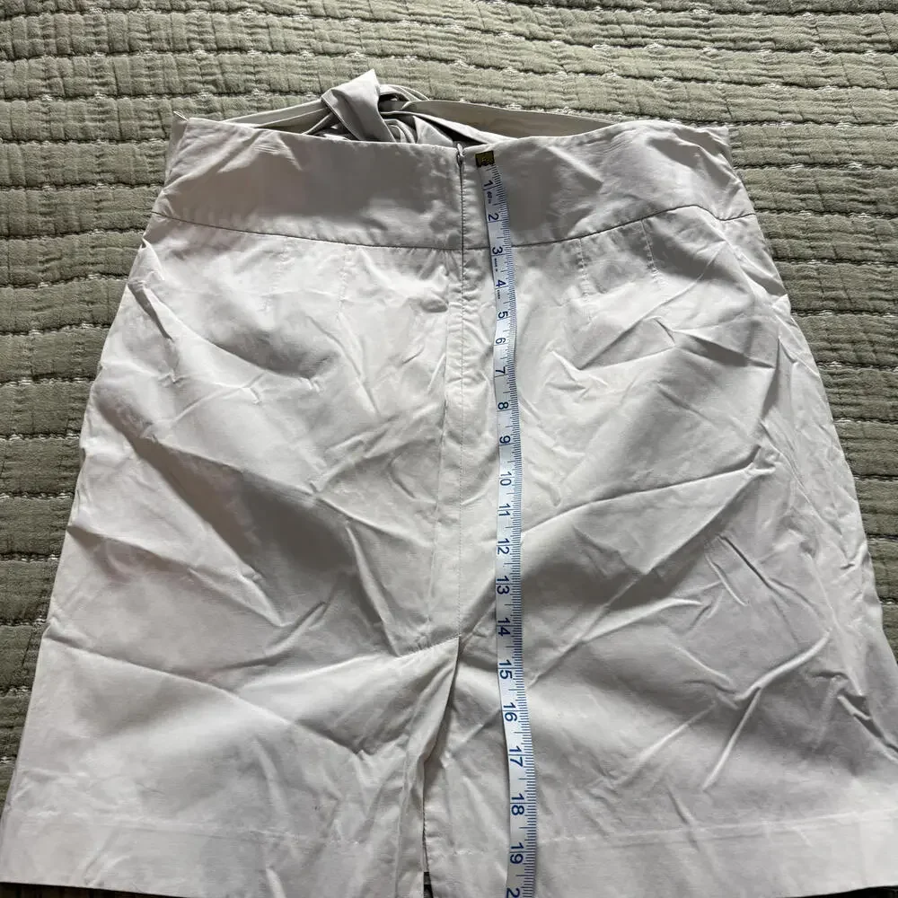 BANANA REPUBLIC Wms Size 12 Beige Stretch‎ Skirt with Bow Belt & Pockets Preppy